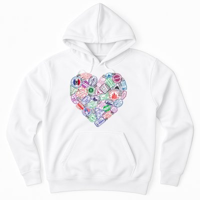 Heart Shaped Passport Travel Stamp Hoodie