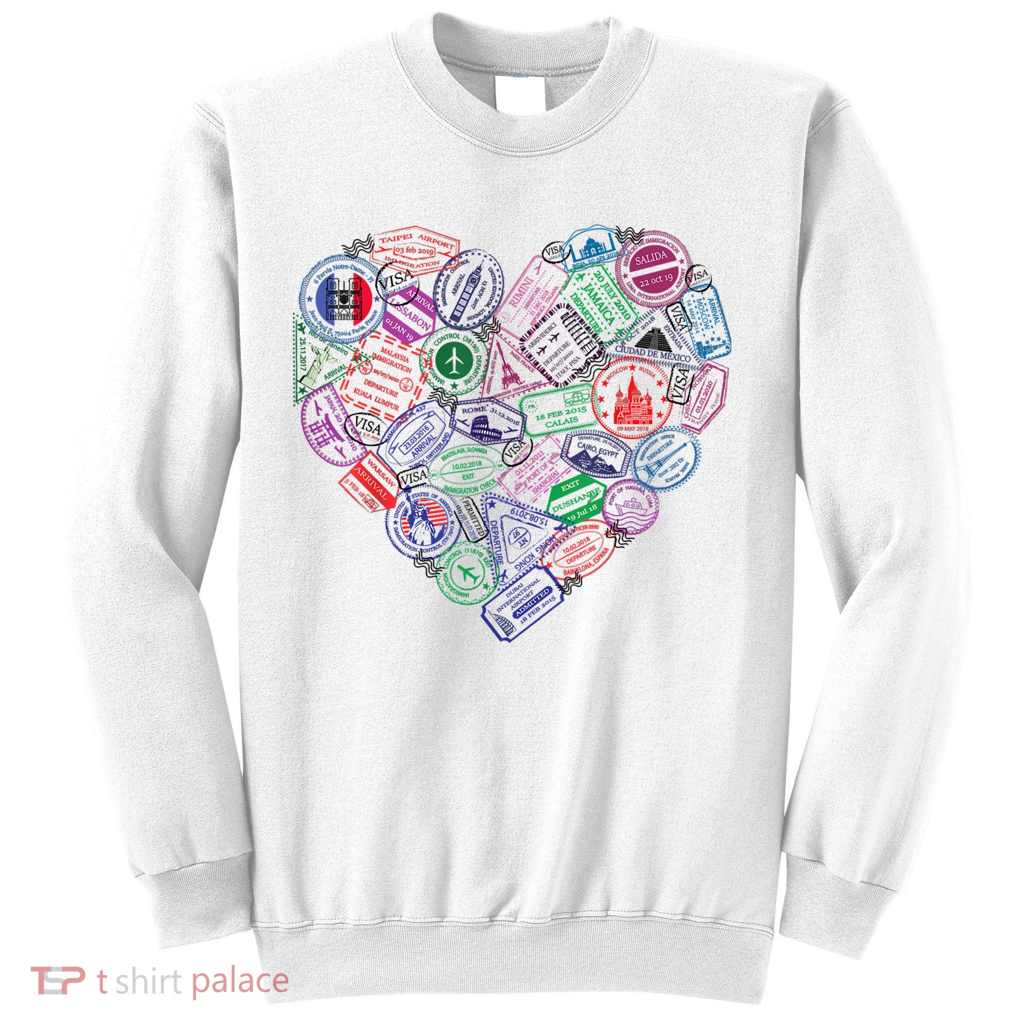 Heart Shaped Passport Travel Stamp Sweatshirt