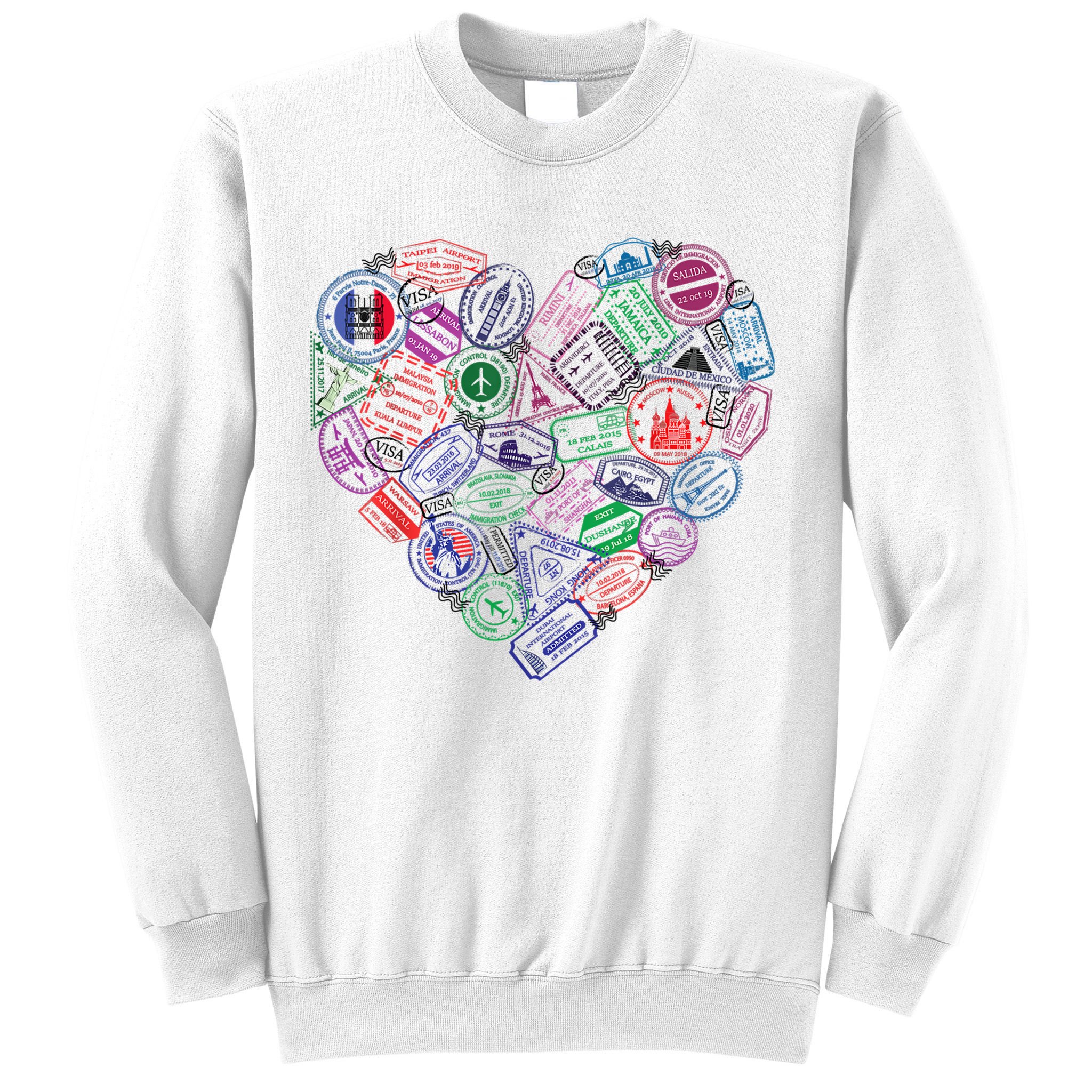 Heart Shaped Passport Travel Stamp Sweatshirt