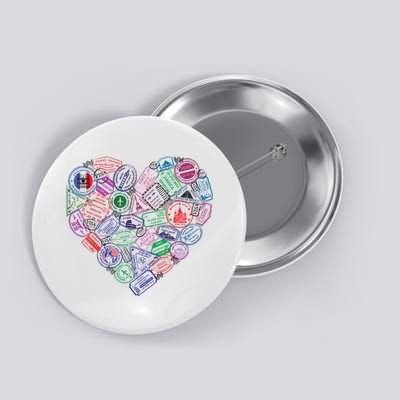 Heart Shaped Passport Travel Stamp Button