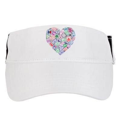 Heart Shaped Passport Travel Stamp Adult Drive Performance Visor