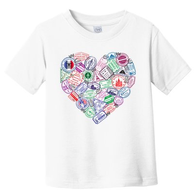 Heart Shaped Passport Travel Stamp Toddler T-Shirt