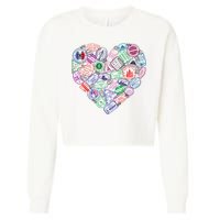 Heart Shaped Passport Travel Stamp Cropped Pullover Crew
