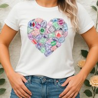 Heart Shaped Passport Travel Stamp Womens T-Shirt