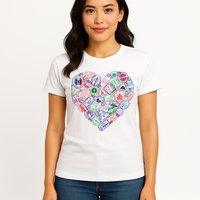 Heart Shaped Passport Travel Stamp Womens T-Shirt