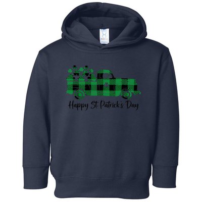 Happy St Patrick's Day Buffalo Plaid Truck Irish Shamrock Toddler Hoodie