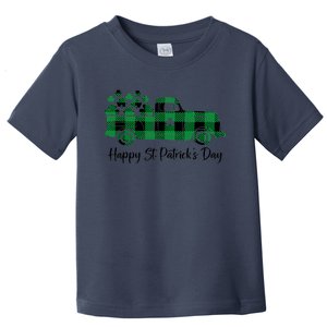 Happy St Patrick's Day Buffalo Plaid Truck Irish Shamrock Toddler T-Shirt