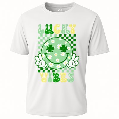 Happy St PatrickS Day Lucky Vibes Shamrock Smile Face Irish Cooling Performance Crew T-Shirt