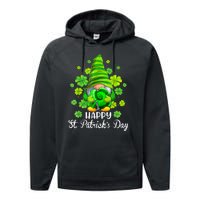 Happy St. Patrick's Day Gnome Tie Dye Shamrock Performance Fleece Hoodie