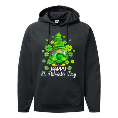 Happy St. Patrick's Day Gnome Tie Dye Shamrock Performance Fleece Hoodie