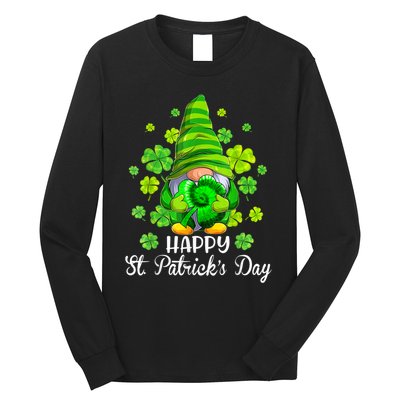 Happy St. Patrick's Day Gnome Tie Dye Shamrock Long Sleeve Shirt