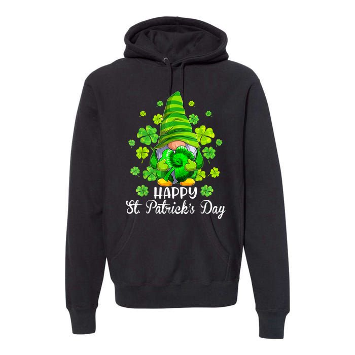 Happy St. Patrick's Day Gnome Tie Dye Shamrock Premium Hoodie