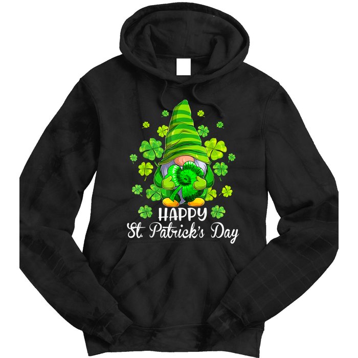 Happy St. Patrick's Day Gnome Tie Dye Shamrock Tie Dye Hoodie