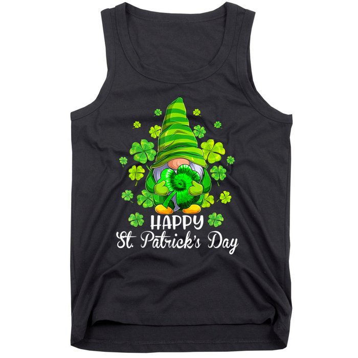 Happy St. Patrick's Day Gnome Tie Dye Shamrock Tank Top