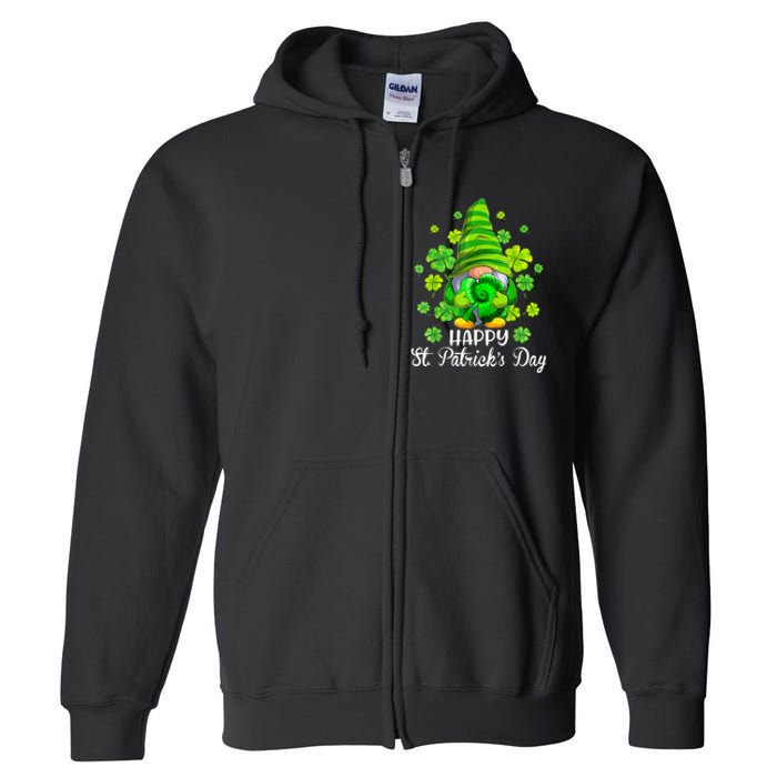 Happy St. Patrick's Day Gnome Tie Dye Shamrock Full Zip Hoodie