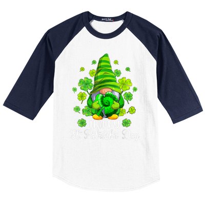 Happy St. Patrick's Day Gnome Tie Dye Shamrock Baseball Sleeve Shirt