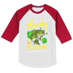 Happy Saint Patrick Day Me Fishers This Is My Lucky Fishing Gift Kids Colorblock Raglan Jersey