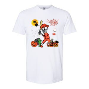 Halloween Skeleton Playing Baseball Costume Player Lover Softstyle CVC T-Shirt