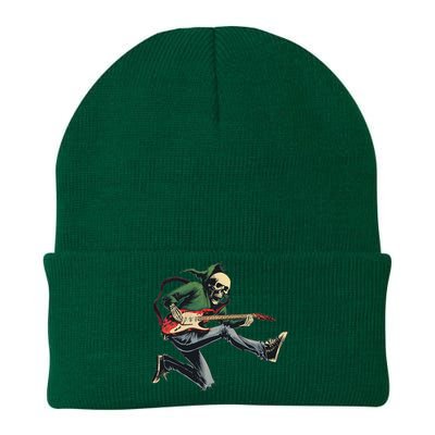 Halloween Skeleton Playing Guitar Rock And Roll Band Knit Cap Winter Beanie