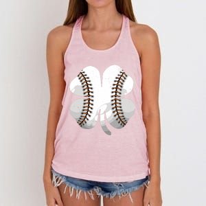 Happy St Patricks Day Baseball Shamrock Irish Costume Gift Women's Knotted Racerback Tank