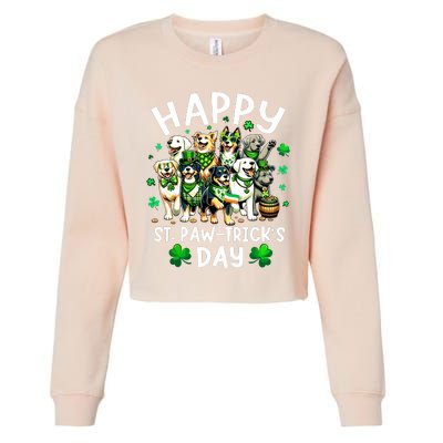 Happy Saint Patricks Day Dog Puppy Lover For Boy Girl Cropped Pullover Crew