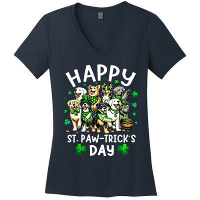 Happy Saint Patricks Day Dog Puppy Lover For Boy Girl Women's V-Neck T-Shirt