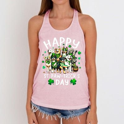 Happy Saint Patricks Day Dog Puppy Lover For Boy Girl Women's Knotted Racerback Tank