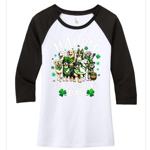 Happy Saint Patricks Day Dog Puppy Lover For Boy Girl Women's Tri-Blend 3/4-Sleeve Raglan Shirt