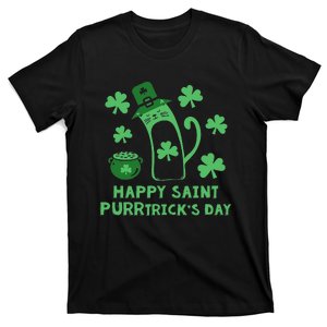 Happy St Patrick Day Cat Lover Leprechaun T-Shirt