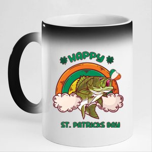 Happy St Patrick's Day Fishing Funny Fishing St Patricks Day Gift 11oz Black Color Changing Mug