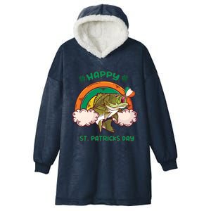 Happy St Patrick's Day Fishing Funny Fishing St Patricks Day Gift Hooded Wearable Blanket