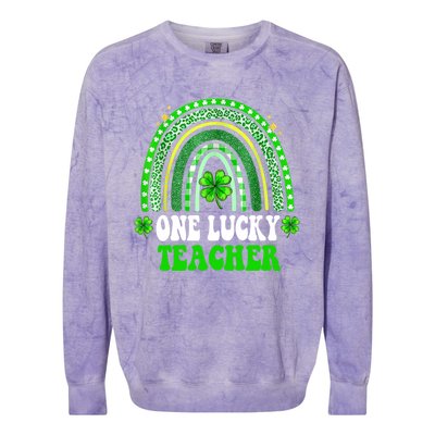 Happy St Patricks Day Cute One Lucky Teacher Rainbow Outfit Cute Gift Colorblast Crewneck Sweatshirt