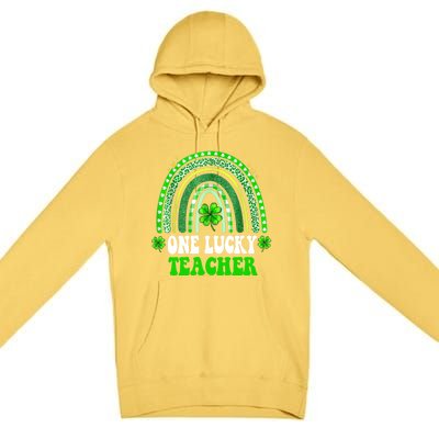 Happy St Patricks Day Cute One Lucky Teacher Rainbow Outfit Cute Gift Premium Pullover Hoodie