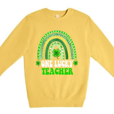 Happy St Patricks Day Cute One Lucky Teacher Rainbow Outfit Cute Gift Premium Crewneck Sweatshirt