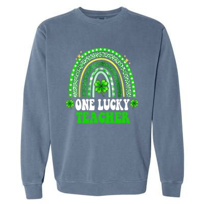 Happy St Patricks Day Cute One Lucky Teacher Rainbow Outfit Cute Gift Garment-Dyed Sweatshirt