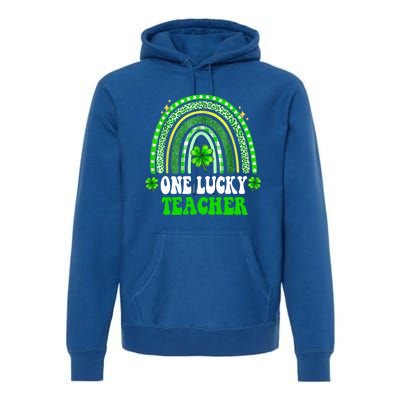 Happy St Patricks Day Cute One Lucky Teacher Rainbow Outfit Cute Gift Premium Hoodie