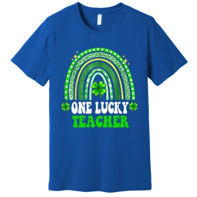 Happy St Patricks Day Cute One Lucky Teacher Rainbow Outfit Cute Gift Premium T-Shirt