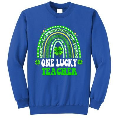 Happy St Patricks Day Cute One Lucky Teacher Rainbow Outfit Cute Gift Tall Sweatshirt