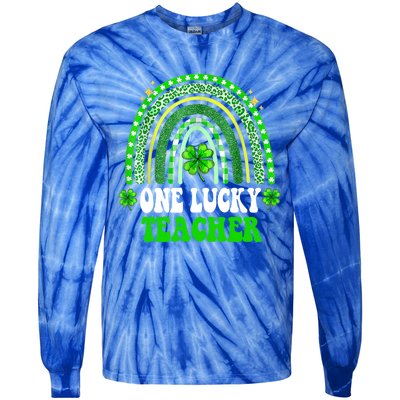 Happy St Patricks Day Cute One Lucky Teacher Rainbow Outfit Cute Gift Tie-Dye Long Sleeve Shirt