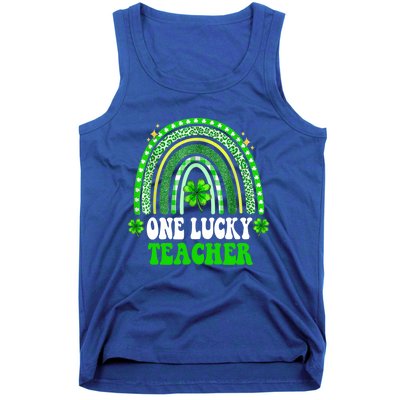 Happy St Patricks Day Cute One Lucky Teacher Rainbow Outfit Cute Gift Tank Top