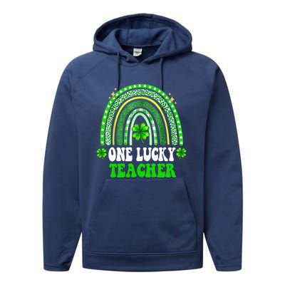 Happy St Patricks Day Cute One Lucky Teacher Rainbow Outfit Cute Gift Performance Fleece Hoodie