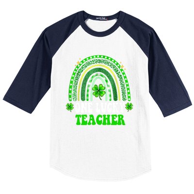 Happy St Patricks Day Cute One Lucky Teacher Rainbow Outfit Cute Gift Baseball Sleeve Shirt