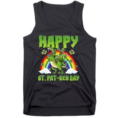 Happy St PaTRex Dinosaur Rainbow Saint Patrick's Day Tank Top