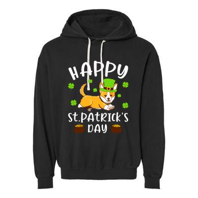 Happy St Patricks Day Funy Saint Patricks Corgi Dog Gift Garment-Dyed Fleece Hoodie