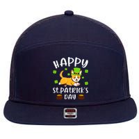 Happy St Patricks Day Funy Saint Patricks Corgi Dog Gift 7 Panel Mesh Trucker Snapback Hat