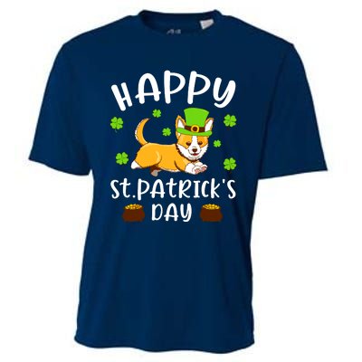 Happy St Patricks Day Funy Saint Patricks Corgi Dog Gift Cooling Performance Crew T-Shirt