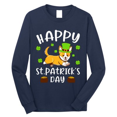 Happy St Patricks Day Funy Saint Patricks Corgi Dog Gift Long Sleeve Shirt