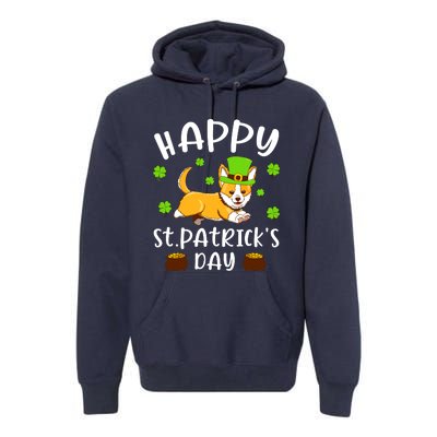 Happy St Patricks Day Funy Saint Patricks Corgi Dog Gift Premium Hoodie