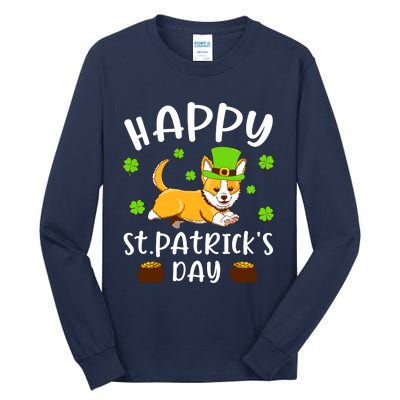 Happy St Patricks Day Funy Saint Patricks Corgi Dog Gift Tall Long Sleeve T-Shirt