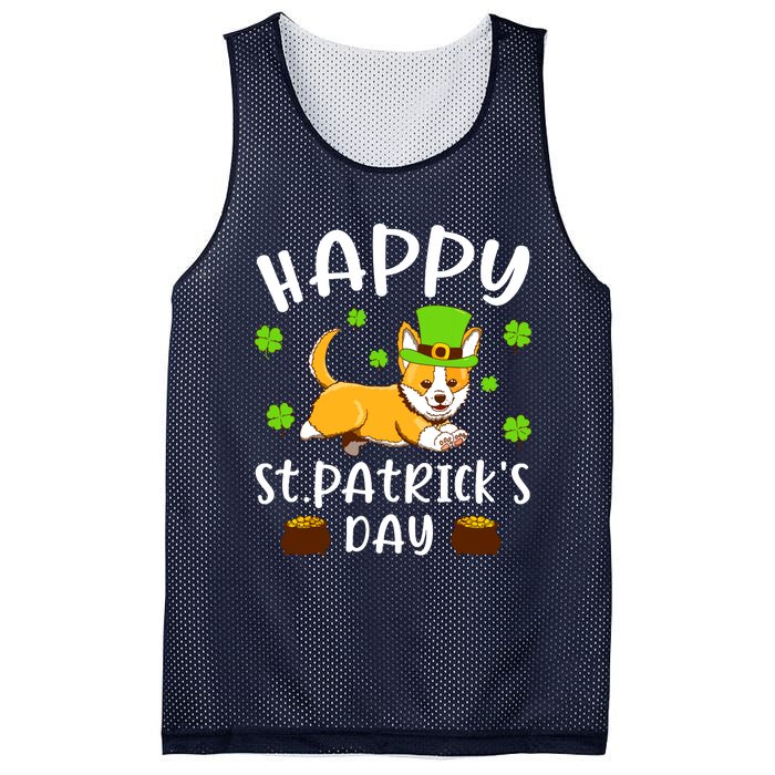 Happy St Patricks Day Funy Saint Patricks Corgi Dog Gift Mesh Reversible Basketball Jersey Tank